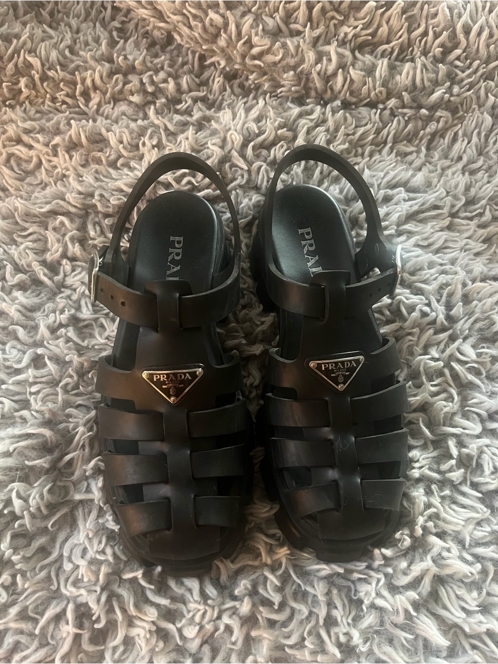 Prada Black Monolith Platform Goth Sandals